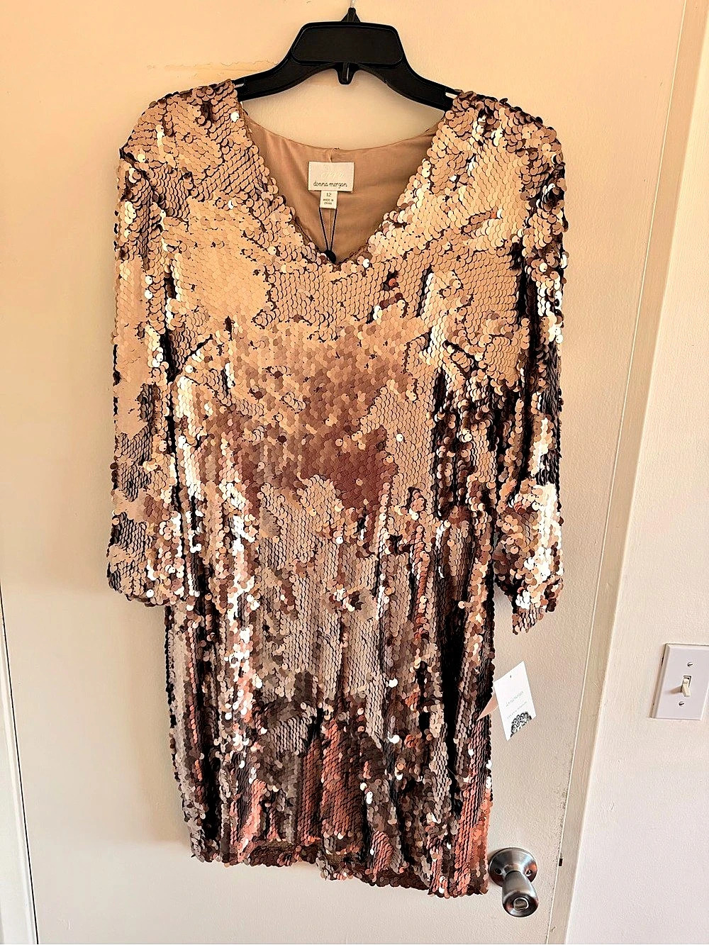 Donna Morgan Sequin Mini Dress Gold Size 12